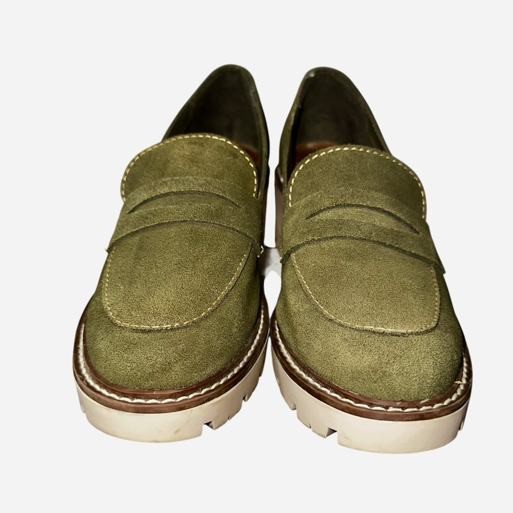Blondo Dulce Olive Suede Waterproof Lug Sole Loafer Platform 8